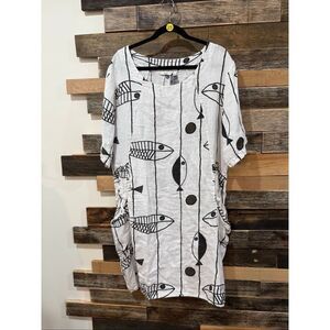 Kaktus linen sardines dress pockets size large